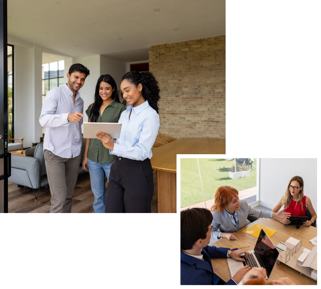 Group discussing with tablet