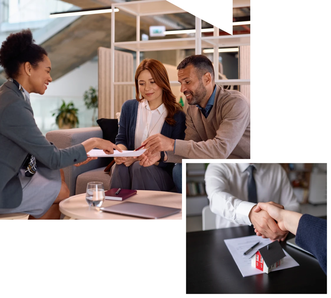 Business meeting with document exchange